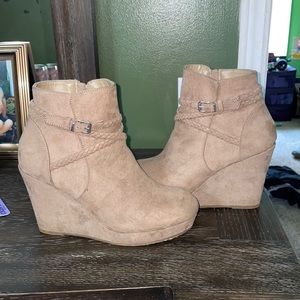 Just fab wedge suede booties